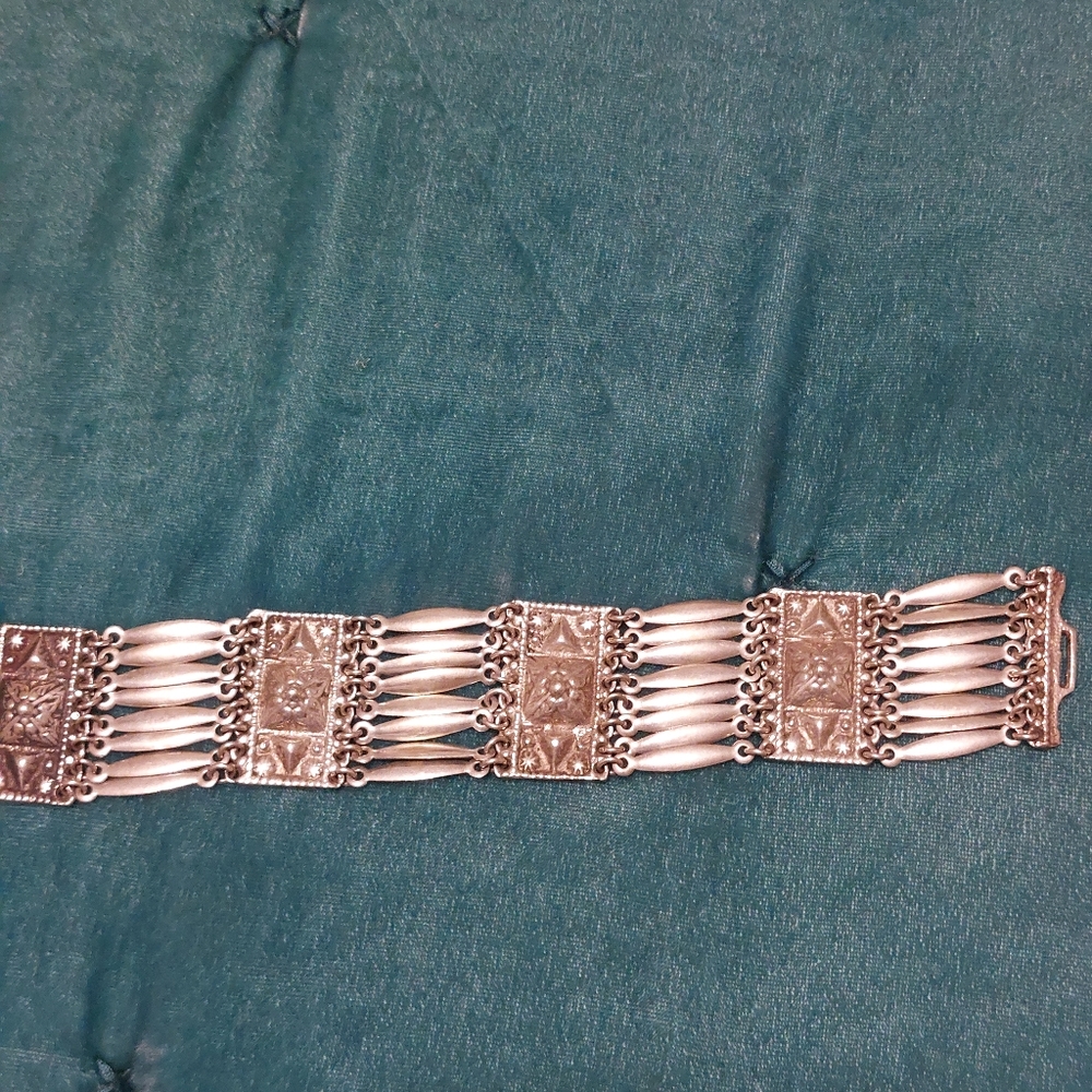 Vintage Mexico Sterling Silver Concha Bracelet